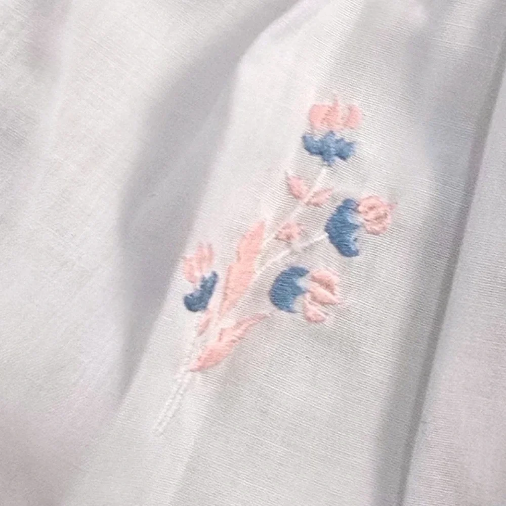 Rosey Kids Vintage White Smocked Floral Embroidered‎ Footed Pant Set 3-6 Mos NWT